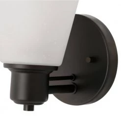 5 in. Printers Row 1-Light Oil Rubbed Bronze Transitional Wall Mount Sconce Light with Etched Seedy Glass Shade by Designers Fountain -Designers Fountain Shop oil rubbed bronze designers fountain vanity lighting 88001 orb a0 1000