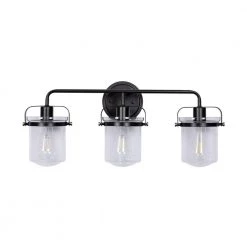 24 in. Jaxon 3-Light Oil Rubbed Bronze Industrial Bathroom Vanity Light with Clear Glass Shade by Designers Fountain 13 24 in. Jaxon 3-Light Oil Rubbed Bronze Industrial Bathroom Vanity Light with Clear Glass Shade by Designers Fountain -Designers Fountain Shop oil rubbed bronze designers fountain vanity lighting 90603 orb 40 1000