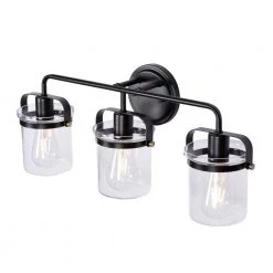 24 in. Jaxon 3-Light Oil Rubbed Bronze Industrial Bathroom Vanity Light with Clear Glass Shade by Designers Fountain 14 24 in. Jaxon 3-Light Oil Rubbed Bronze Industrial Bathroom Vanity Light with Clear Glass Shade by Designers Fountain -Designers Fountain Shop oil rubbed bronze designers fountain vanity lighting 90603 orb a0 1000