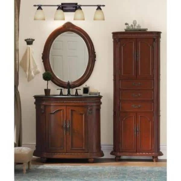 31.25 in. Apollo 4-Light Oil Rubbed Bronze Rustic Bathroom Vanity Light with Amber Sandstone Glass Shades by Designers Fountain 4 31.25 in. Apollo 4-Light Oil Rubbed Bronze Rustic Bathroom Vanity Light with Amber Sandstone Glass Shades by Designers Fountain - Image 2