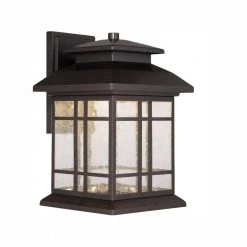 Piedmont 13 in. Oil Rubbed Bronze LED Outdoor Wall Lamp with Clear Seedy Glass Shade by Designers Fountain