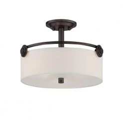 17 in. Gramercy Park 3-Light Old English Bronze Interior Incandescent Ceiling Semi Flush Mount by Designers Fountain