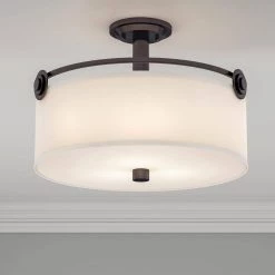17 in. Gramercy Park 3-Light Old English Bronze Interior Incandescent Ceiling Semi Flush Mount by Designers Fountain -Designers Fountain Shop old english bronze designers fountain flush mount lights 87111 oeb a0 1000
