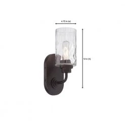 4.75 in. Gramercy Park 1-Light Old English Bronze Rustic Wall Mount Sconce Light with Clear Hammered Glass Shade by Designers Fountain -Designers Fountain Shop old english bronze designers fountain vanity lighting 87101 oeb 1d 1000