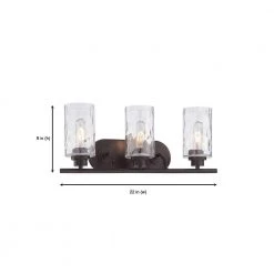 22 in. Gramercy Park 3-Light Old English Bronze Rustic Bathroom Vanity Light with Clear Hammered Glass Shades by Designers Fountain -Designers Fountain Shop old english bronze designers fountain vanity lighting 87103 oeb 1d 1000