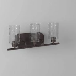 22 in. Gramercy Park 3-Light Old English Bronze Rustic Bathroom Vanity Light with Clear Hammered Glass Shades by Designers Fountain -Designers Fountain Shop old english bronze designers fountain vanity lighting 87103 oeb fa 1000