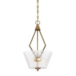 Montelena 3-Light Old Satin Brass Interior Inverted Pendant by Designers Fountain