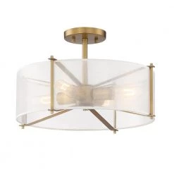 17.75 in. Daybreak 4-Light Old Satin Brass Ceiling Light Semi Flush Mount by Designers Fountain