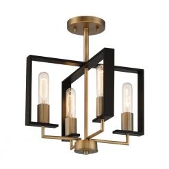 15 in. Chicago PM 4-Light Old Satin Brass Ceiling Light Semi Flush Mount by Designers Fountain