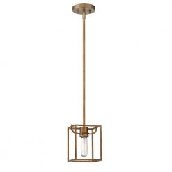 Uptown 1-Light Old Satin Brass Interior Mini-Pendant by Designers Fountain