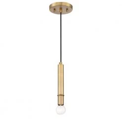 Emmett 1-Light Old Satin Brass Mini-Pendant by Designers Fountain