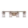 Essence 32.1 in. 4-Light Old Satin Brass Transitional Bathroom Vanity Light with Frosted and Clear Edge Glass Shades by Designers Fountain -Designers Fountain Shop old satin brass designers fountain vanity lighting 6694 osb 64 1000