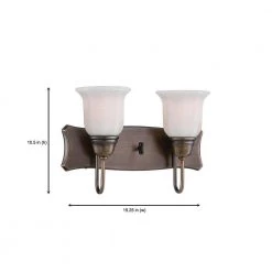 15.25 in. Astor 2-Light Old Satin Brass Traditional Bathroom Vanity Light with Opal Glass Shades by Designers Fountain -Designers Fountain Shop old satin brass designers fountain vanity lighting 68002 osb 1d 1000