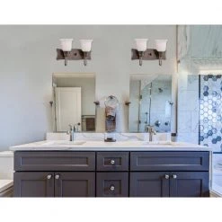 15.25 in. Astor 2-Light Old Satin Brass Traditional Bathroom Vanity Light with Opal Glass Shades by Designers Fountain -Designers Fountain Shop old satin brass designers fountain vanity lighting 68002 osb 40 1000