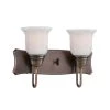 15.25 in. Astor 2-Light Old Satin Brass Traditional Bathroom Vanity Light with Opal Glass Shades by Designers Fountain