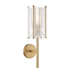 5.25 in. Daybreak 1-Light Old Satin Brass Glam Wall Mount Sconce Light with Organza Fabric Shade by Designers Fountain