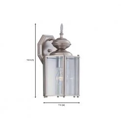 13 in. Pewter 1-Light Outdoor Wall Lamp with Clear Beveled Glass Shade by Designers Fountain -Designers Fountain Shop pewter designers fountain outdoor sconces 1101 pw 40 1000