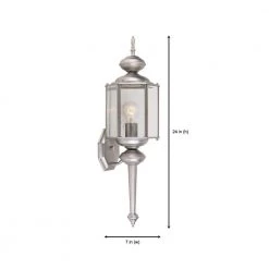 24 in. Pewter 1-Light Outdoor Wall Lamp with Clear Beveled Glass Shade by Designers Fountain -Designers Fountain Shop pewter designers fountain outdoor sconces 1103 pw a0 1000
