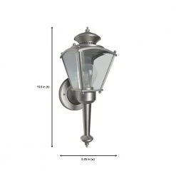 15.5 in. Pewter 1-Light Outdoor Wall Lamp with Clear Beveled Glass Shade by Designers Fountain -Designers Fountain Shop pewter designers fountain outdoor sconces 30223 pw 40 1000