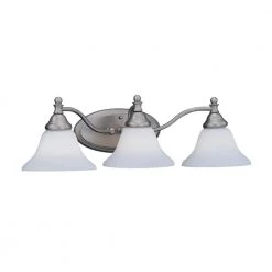 29 in. Savon 3-Light Pewter Transitional Bathroom Vanity Light with Satin Opal Glass Shades by Designers Fountain