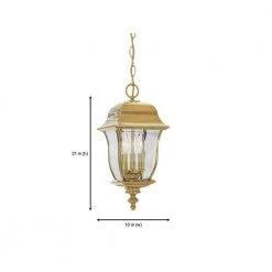 Gladiator 21 in. Polished Brass 3-Light Outdoor Hanging Lamp with Clear Glass Shade by Designers Fountain -Designers Fountain Shop polished brass designers fountain outdoor chandeliers 1554 pvd pb 66 1000
