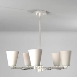 Abree 5-Light Polished Nickel Chandelier with Etched Opal Glass Shade by Designers Fountain -Designers Fountain Shop polished nickel designers fountain chandeliers 92285 pn 4f 1000