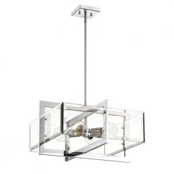 Ethan 4-Light Polished Nickel Interior Pendant with Clear Beveled Glass Shade by Designers Fountain -Designers Fountain Shop polished nickel designers fountain chandeliers 93631 pn 1d 1000