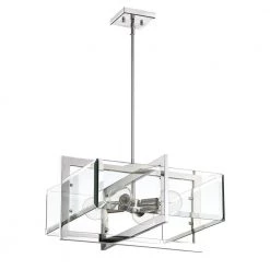 Ethan 4-Light Polished Nickel Interior Pendant with Clear Beveled Glass Shade by Designers Fountain -Designers Fountain Shop polished nickel designers fountain chandeliers 93631 pn a0 1000