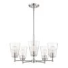 Ingo 5-Light Polished Nickel Chandelier with Clear Ribbed Glass Shade by Designers Fountain 1 Ingo 5-Light Polished Nickel Chandelier with Clear Ribbed Glass Shade by Designers Fountain -Designers Fountain Shop polished nickel designers fountain chandeliers d230m 5ch pn 64 1000
