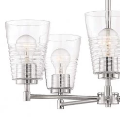 Ingo 5-Light Polished Nickel Chandelier with Clear Ribbed Glass Shade by Designers Fountain -Designers Fountain Shop polished nickel designers fountain chandeliers d230m 5ch pn c3 1000