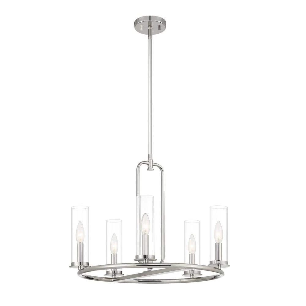 Hudson Heights 5-Light Polished Nickel Chandelier with Clear Glass Shade by Designers Fountain 3 Hudson Heights 5-Light Polished Nickel Chandelier with Clear Glass Shade by Designers Fountain