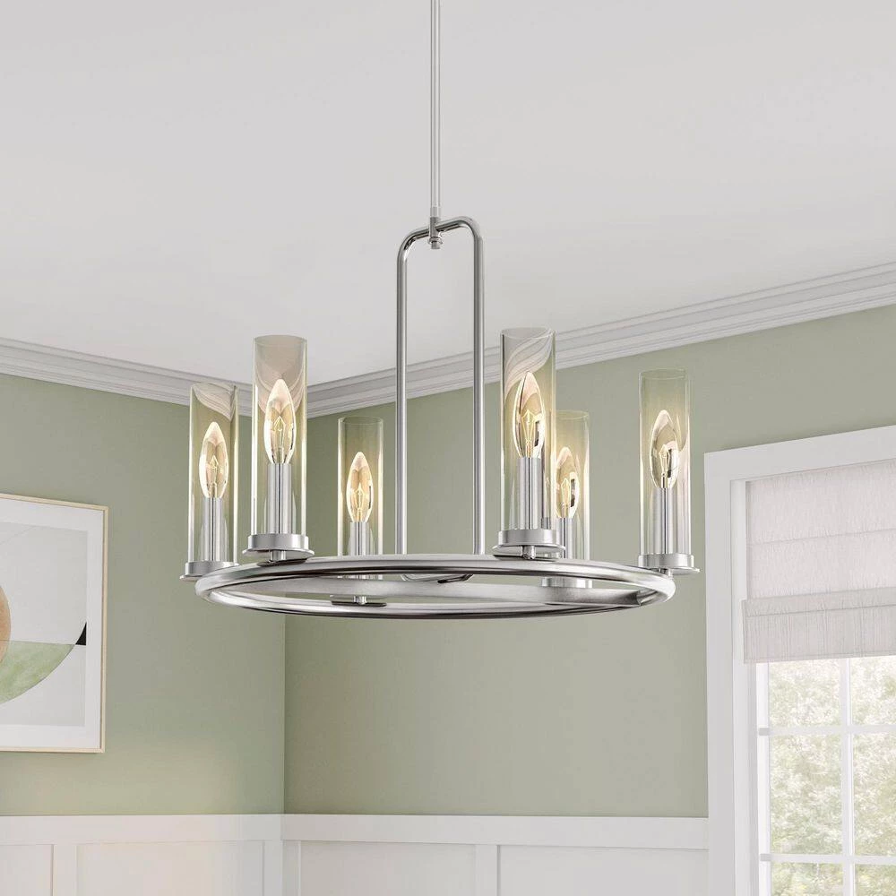Hudson Heights 5-Light Polished Nickel Chandelier with Clear Glass Shade by Designers Fountain 4 Hudson Heights 5-Light Polished Nickel Chandelier with Clear Glass Shade by Designers Fountain - Image 2