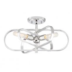 18 in. Kenzo 3-Light Polished Nickel Ceiling Light Semi Flush Mount by Designers Fountain