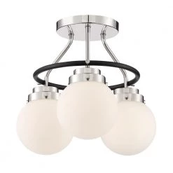 14 in. Elle 3-Light Polished Nickel Ceiling Light Semi Flush Mount by Designers Fountain