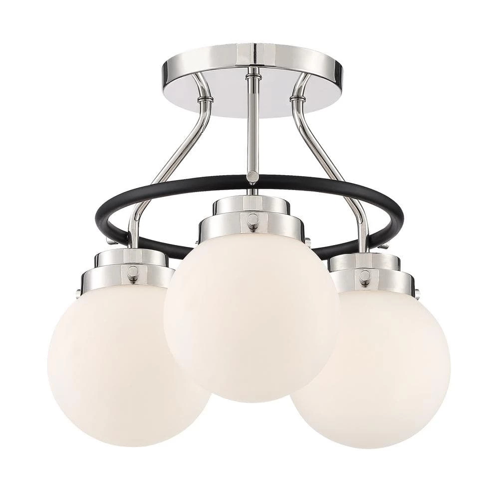 14 in. Elle 3-Light Polished Nickel Ceiling Light Semi Flush Mount by Designers Fountain 3 14 in. Elle 3-Light Polished Nickel Ceiling Light Semi Flush Mount by Designers Fountain