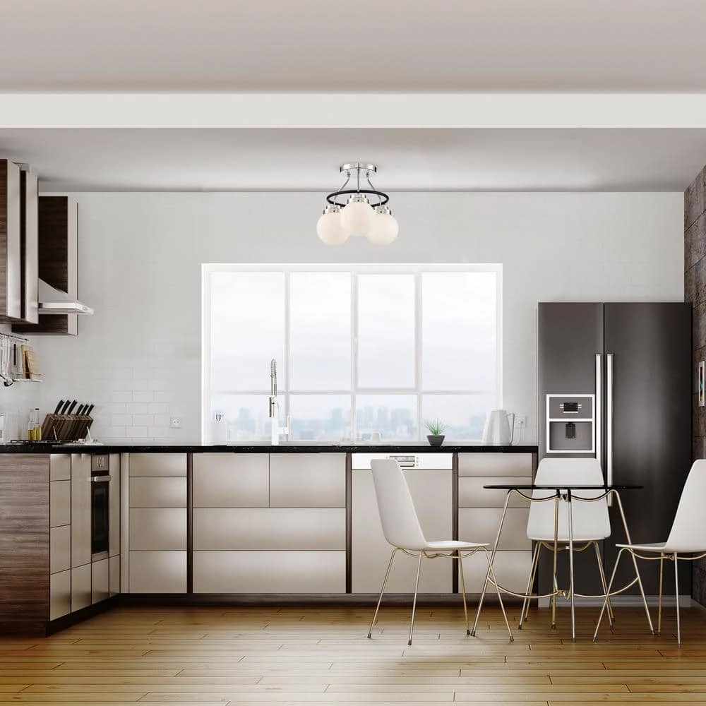 14 in. Elle 3-Light Polished Nickel Ceiling Light Semi Flush Mount by Designers Fountain 4 14 in. Elle 3-Light Polished Nickel Ceiling Light Semi Flush Mount by Designers Fountain - Image 2