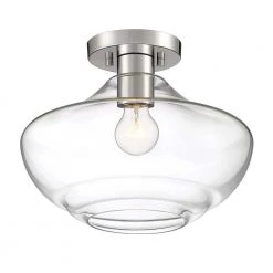 Emma 12 in. 1-Light Polished Nickel Semi Flush Mount by Designers Fountain