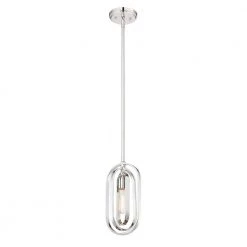 Kenzo 1-Light Polished Nickel Mini-Pendant by Designers Fountain