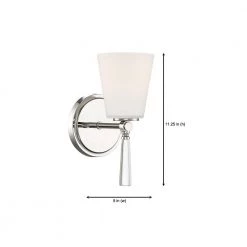 5.25 in. Abree 1-Light Polished Nickel Contemporary Wall Mount Sconce Light with Etched Opal Glass Shade by Designers Fountain -Designers Fountain Shop polished nickel designers fountain vanity lighting 92201 pn 1d 1000