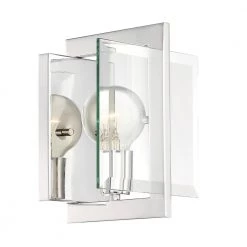 6.5 in. Ethan 1-Light Polished Nickel Retro Modern Wall Mount Sconce Light with Beveled Clear Glass Shade by Designers Fountain -Designers Fountain Shop polished nickel designers fountain vanity lighting 93601 pn 31 1000