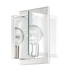 6.5 in. Ethan 1-Light Polished Nickel Retro Modern Wall Mount Sconce Light with Beveled Clear Glass Shade by Designers Fountain -Designers Fountain Shop polished nickel designers fountain vanity lighting 93601 pn a0 1000