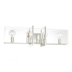 32.25 in. Ethan 4-Light Polished Nickel Retro Modern Bathroom Vanity Light with Clear Beveled Glass Shade by Designers Fountain -Designers Fountain Shop polished nickel designers fountain vanity lighting 93604 pn 40 1000
