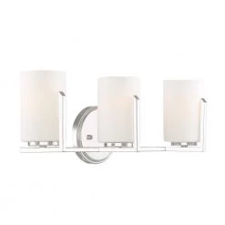 20.75 in. Elara 3-Light Polished Nickel Modern Bathroom Vanity Light with Etched Glass Shades by Designers Fountain -Designers Fountain Shop polished nickel designers fountain vanity lighting 93903 pn 4f 1000