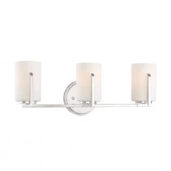 20.75 in. Elara 3-Light Polished Nickel Modern Bathroom Vanity Light with Etched Glass Shades by Designers Fountain
