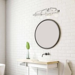 33.25 in. Ravella 4-Light Polished Nickel Modern Industrial Bathroom Vanity Light by Designers Fountain -Designers Fountain Shop polished nickel designers fountain vanity lighting 94204 pn 4f 1000