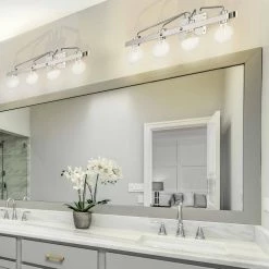 33.25 in. Ravella 4-Light Polished Nickel Modern Industrial Bathroom Vanity Light by Designers Fountain -Designers Fountain Shop polished nickel designers fountain vanity lighting 94204 pn fa 1000