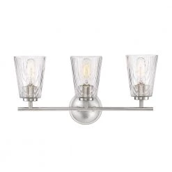 21.5 in. Westwood 3-Light Polished Nickel Modern Bathroom Vanity Light with Clear Woodgrain Glass Shades by Designers Fountain