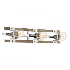 24 in. Hanston 3-Light Polished Nickel Industrial Bathroom Vanity Light by Designers Fountain