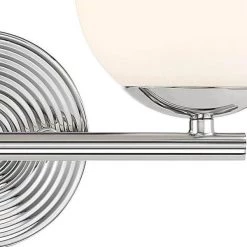 15.5 in. Moon Breeze 2-Light Polished Nickel Retro Modern Bathroom Vanity Light with Etched Opal Glass Shade by Designers Fountain -Designers Fountain Shop polished nickel designers fountain vanity lighting d251h 2b pn 1f 1000