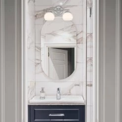 15.5 in. Moon Breeze 2-Light Polished Nickel Retro Modern Bathroom Vanity Light with Etched Opal Glass Shade by Designers Fountain -Designers Fountain Shop polished nickel designers fountain vanity lighting d251h 2b pn 4f 1000